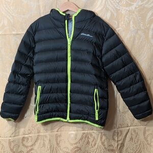 Eddie Bauer Reversible Down Filled Jacket with Bright Green Trim